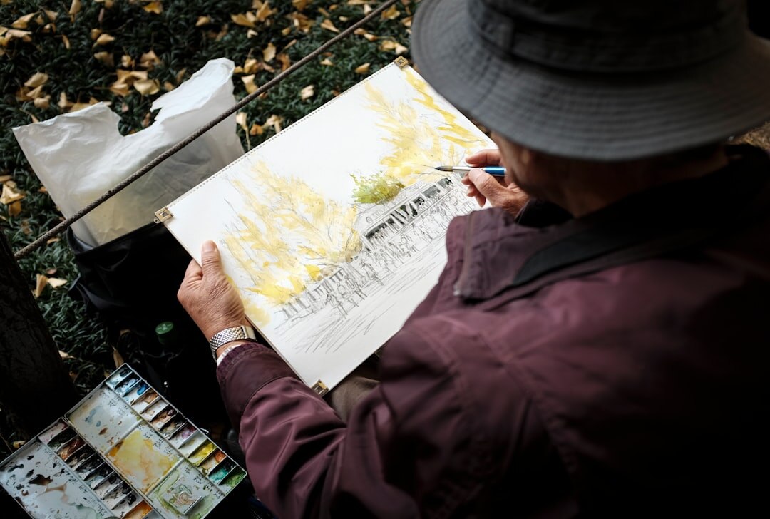 elderly woman painting