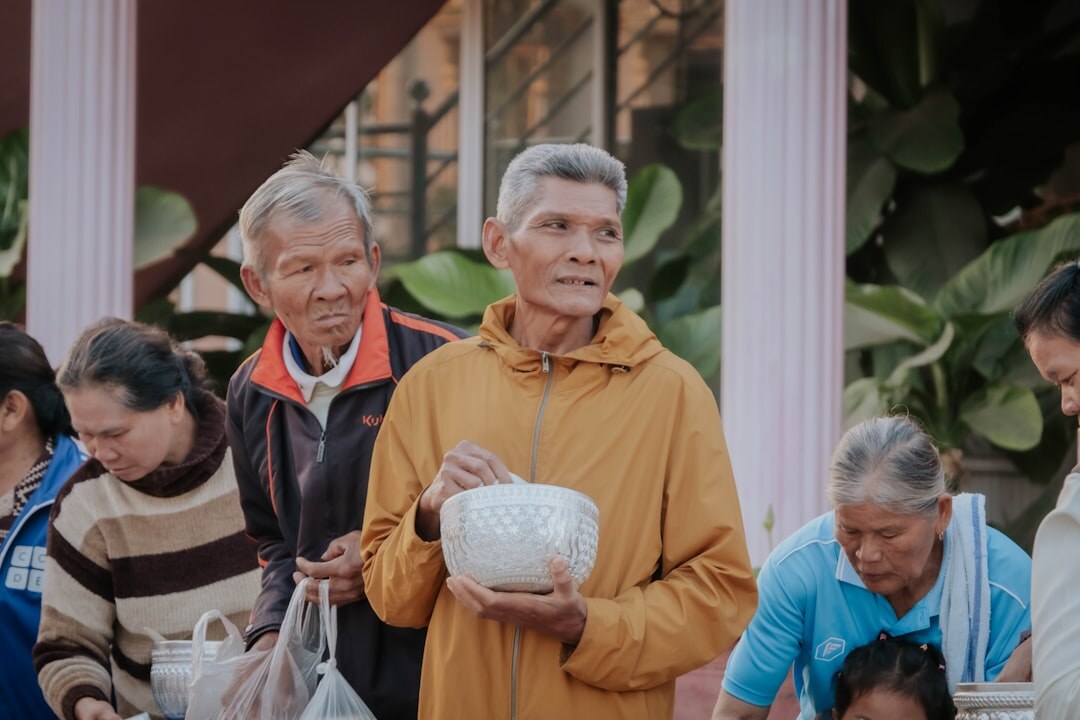 group of seniors volunteering together