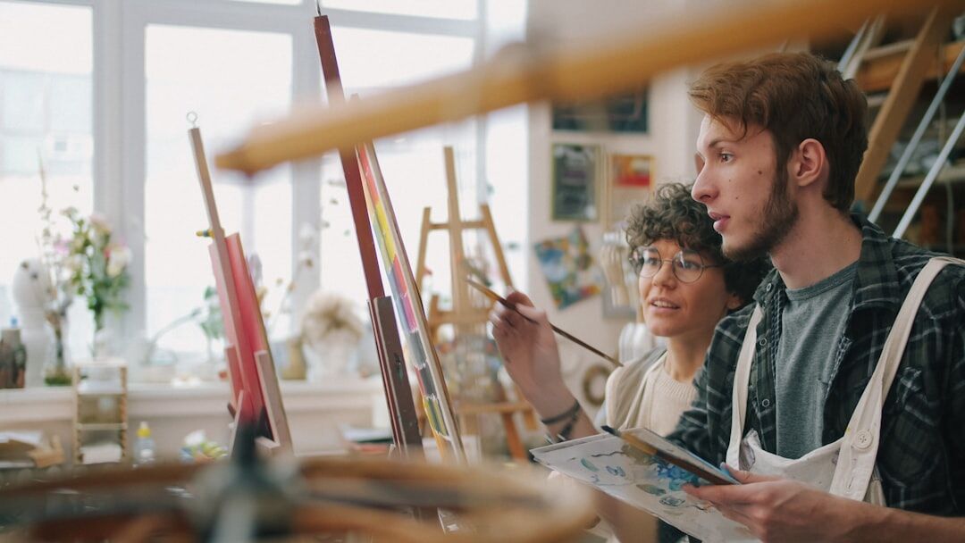seniors painting together