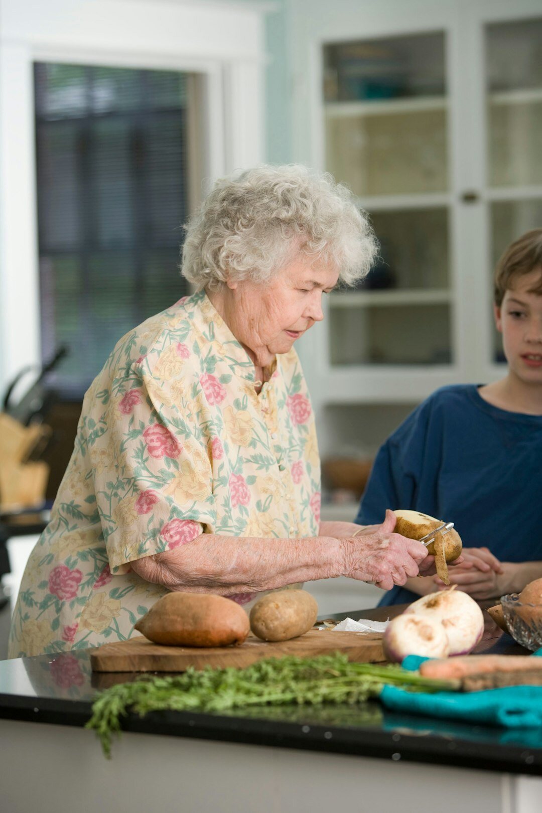 senior woman preparing healthy meal